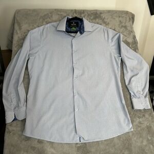 Tom Baine Slim Fit Button‎ Down Dress Shirt Men's Size XL Color W and Blue